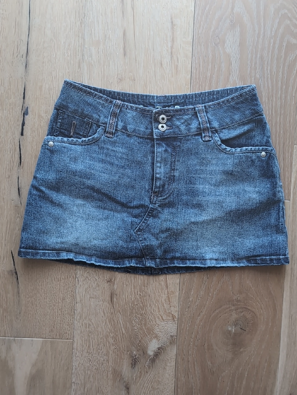 Washed Blue Denim Mini Skirt